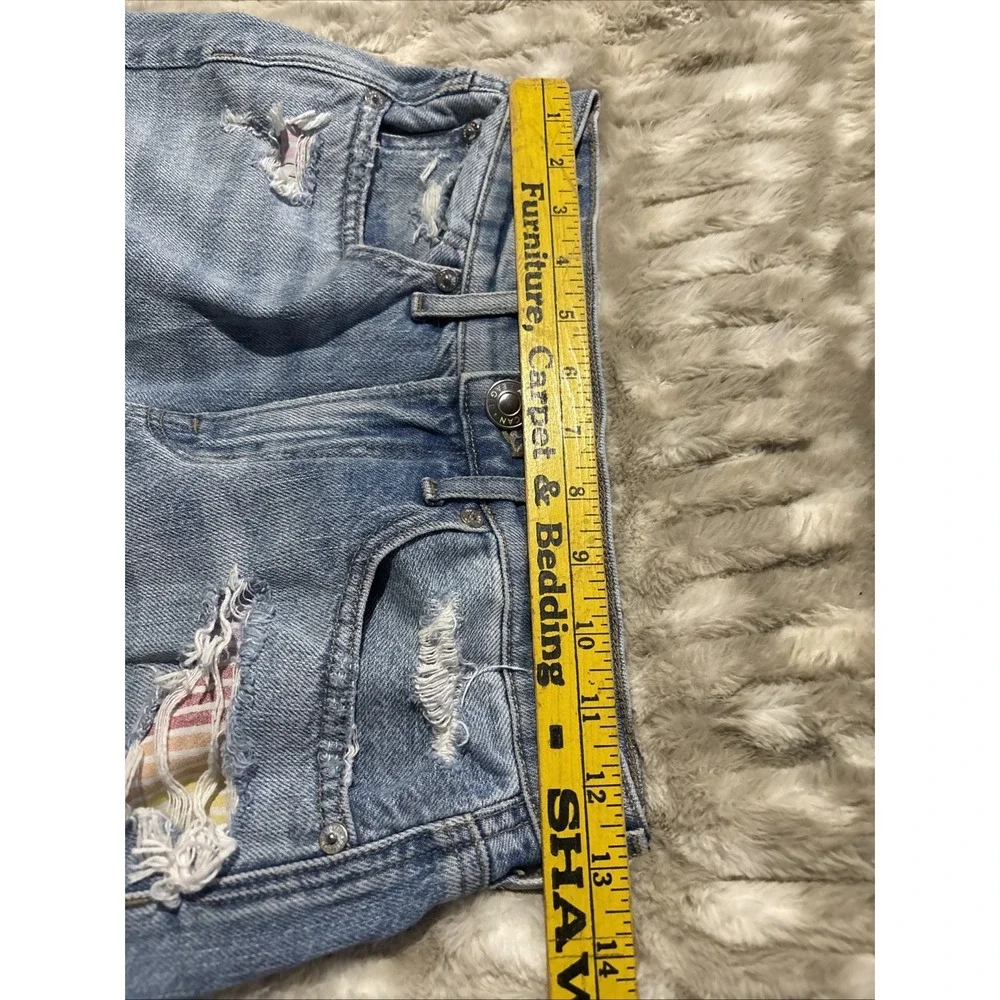 American Eagle Pride 90s Straight Distressed Raw Hem Denim Jeans Women Size 0